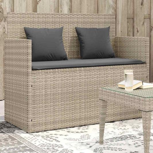 Panca da Giardino con Cuscini Grigio Chiaro in Polyrattan | homemem39