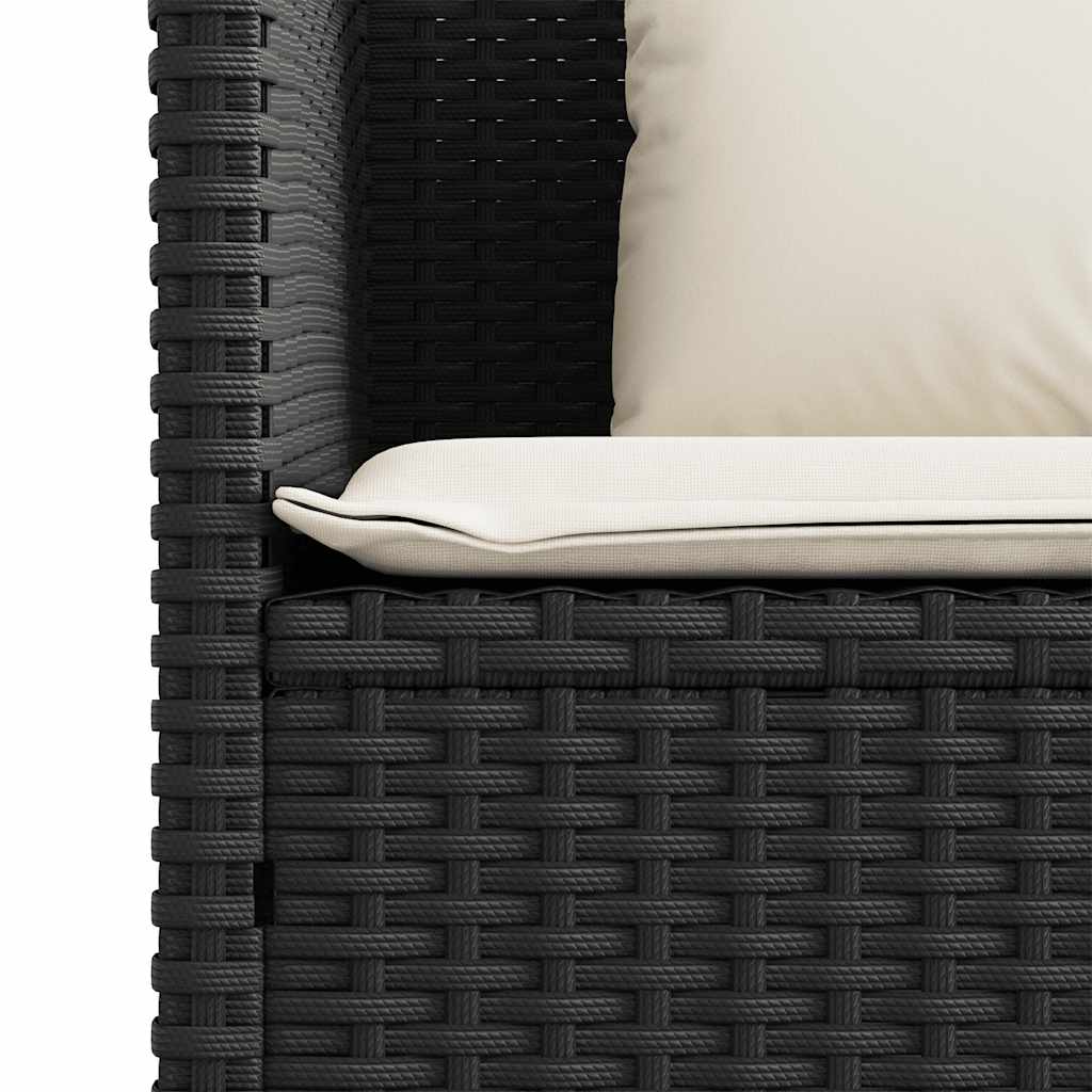 Panca da Giardino con Cuscini Nera in Polyrattan | homemem39