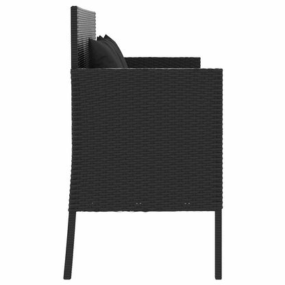 Panca da Giardino con Cuscini Nera in Polyrattan | homemem39
