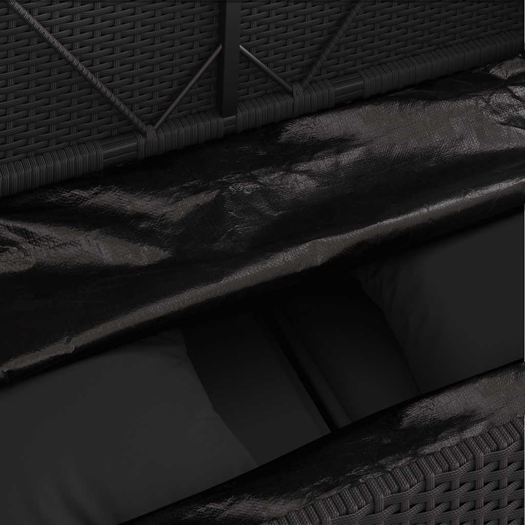 Panca da Giardino con Cuscini Nera in Polyrattan | homemem39