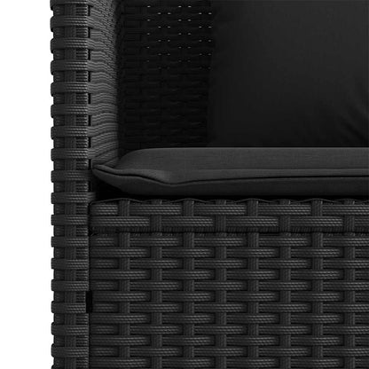 Panca da Giardino con Cuscini Nera in Polyrattan | homemem39