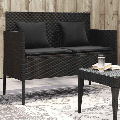 Panca da Giardino con Cuscini Nera in Polyrattan | homemem39