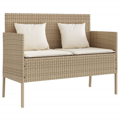 Panca da Giardino con Cuscini Beige in Polyrattan