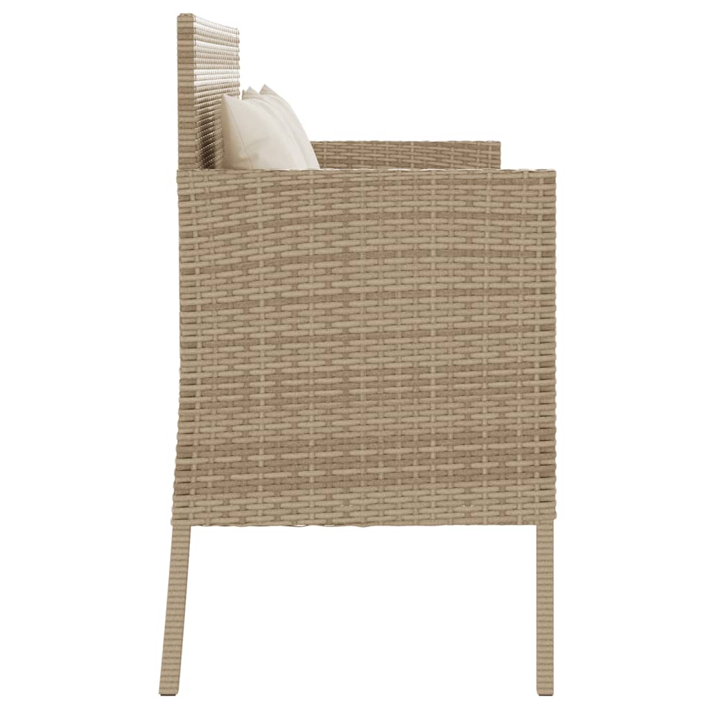 Panca da Giardino con Cuscini Beige in Polyrattan