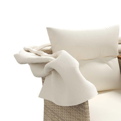 Divano Giardino 2 Posti Baldacchino e Sgabelli Beige Polyrattan | homemem39