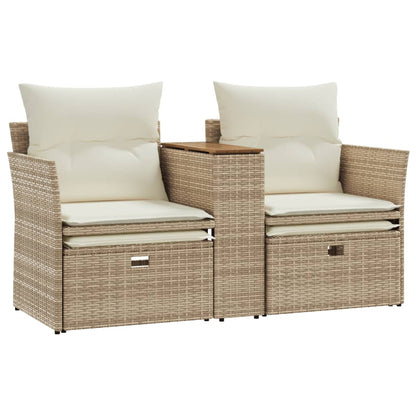 Divano da Giardino 2 Posti con Sgabelli Beige in Polyrattan | homemem39