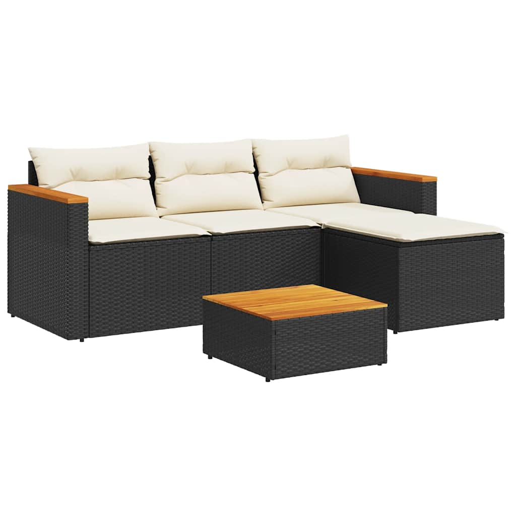 Set Divani da Giardino 3 pz con Cuscini in Polyrattan Nero - homemem39