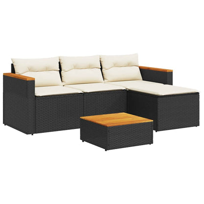 Set Divani da Giardino 3 pz con Cuscini in Polyrattan Nero