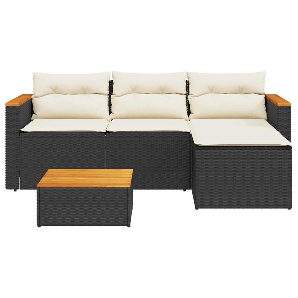 Set Divani da Giardino 3 pz con Cuscini in Polyrattan Nero