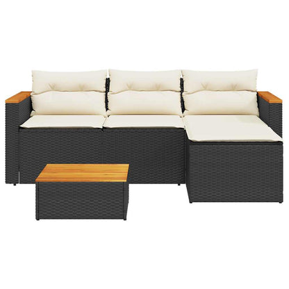 Set Divani da Giardino 3 pz con Cuscini in Polyrattan Nero