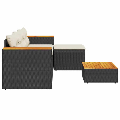 Set Divani da Giardino 3 pz con Cuscini in Polyrattan Nero