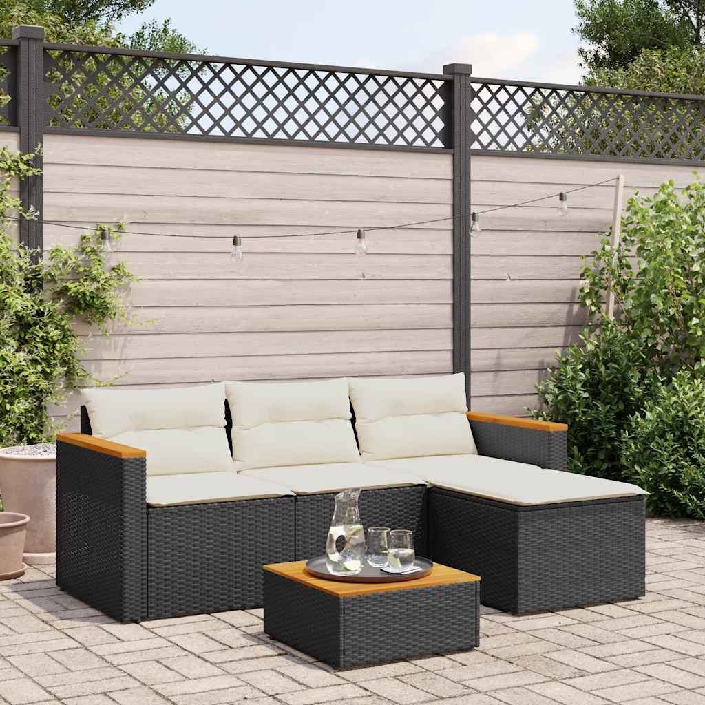 Set Divani da Giardino 3 pz con Cuscini in Polyrattan Nero - homemem39