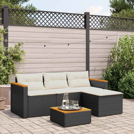 Set Divani da Giardino 3 pz con Cuscini in Polyrattan Nero - homemem39