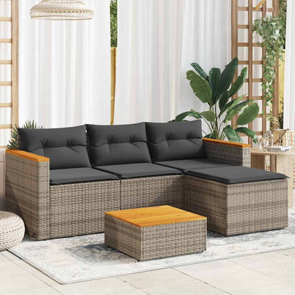 Set Divani da Giardino 3 pz con Cuscini Grigio in Polyrattan | homemem39