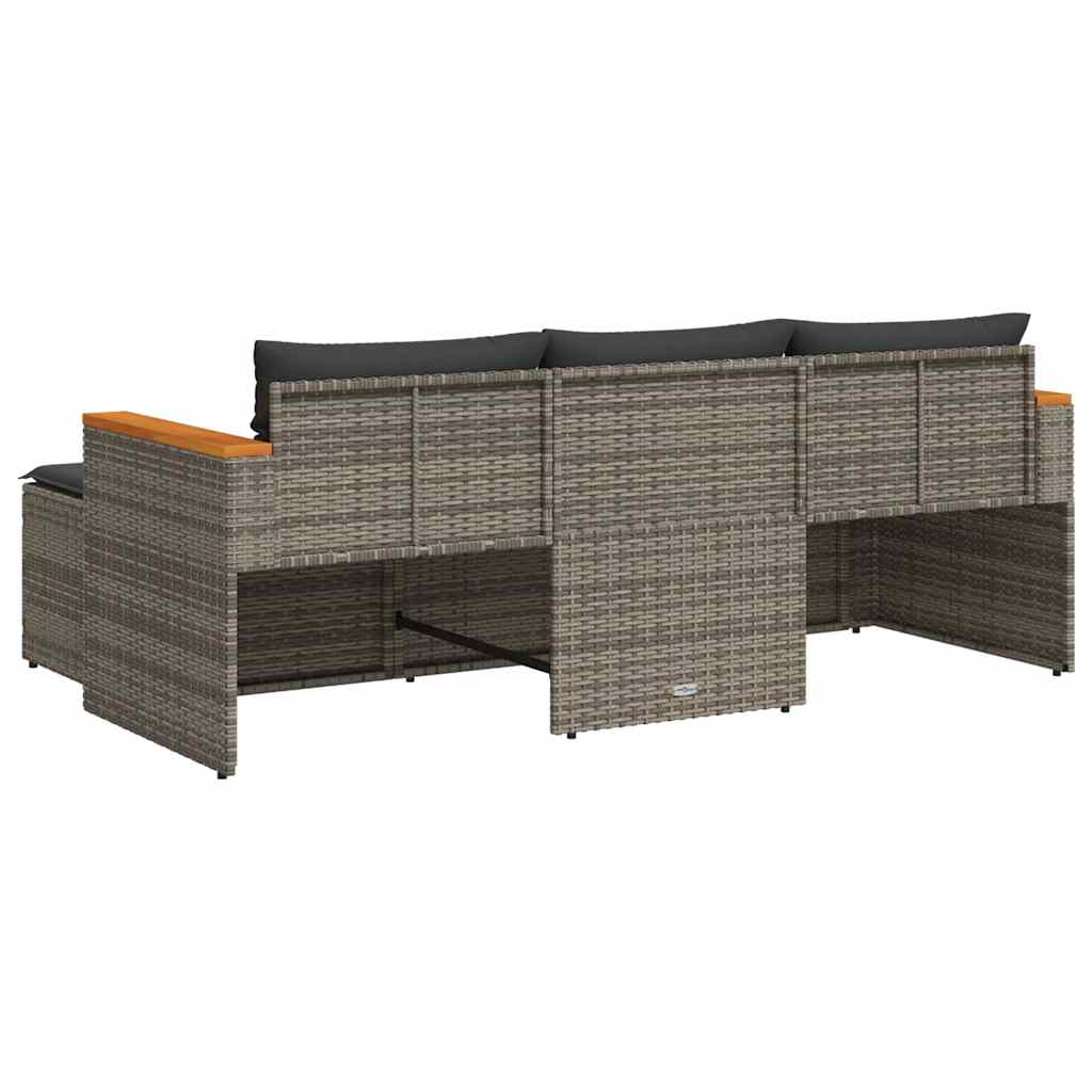 Set Divani da Giardino 3 pz con Cuscini Grigio in Polyrattan | homemem39