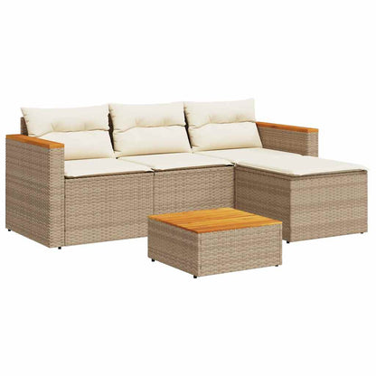 Set Divano da Giardino 3 pz con Cuscini Beige in Polyrattan - homemem39