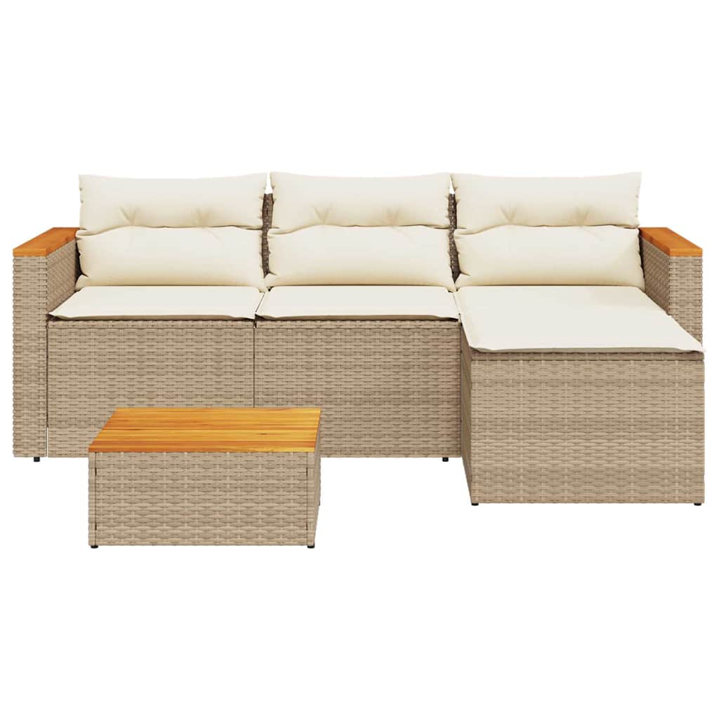 Set Divano da Giardino 3 pz con Cuscini Beige in Polyrattan - homemem39