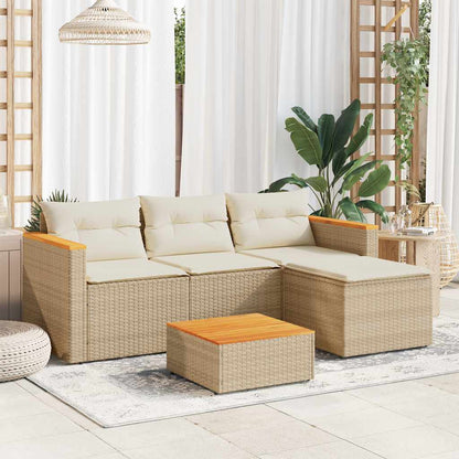 Set Divano da Giardino 3 pz con Cuscini Beige in Polyrattan - homemem39