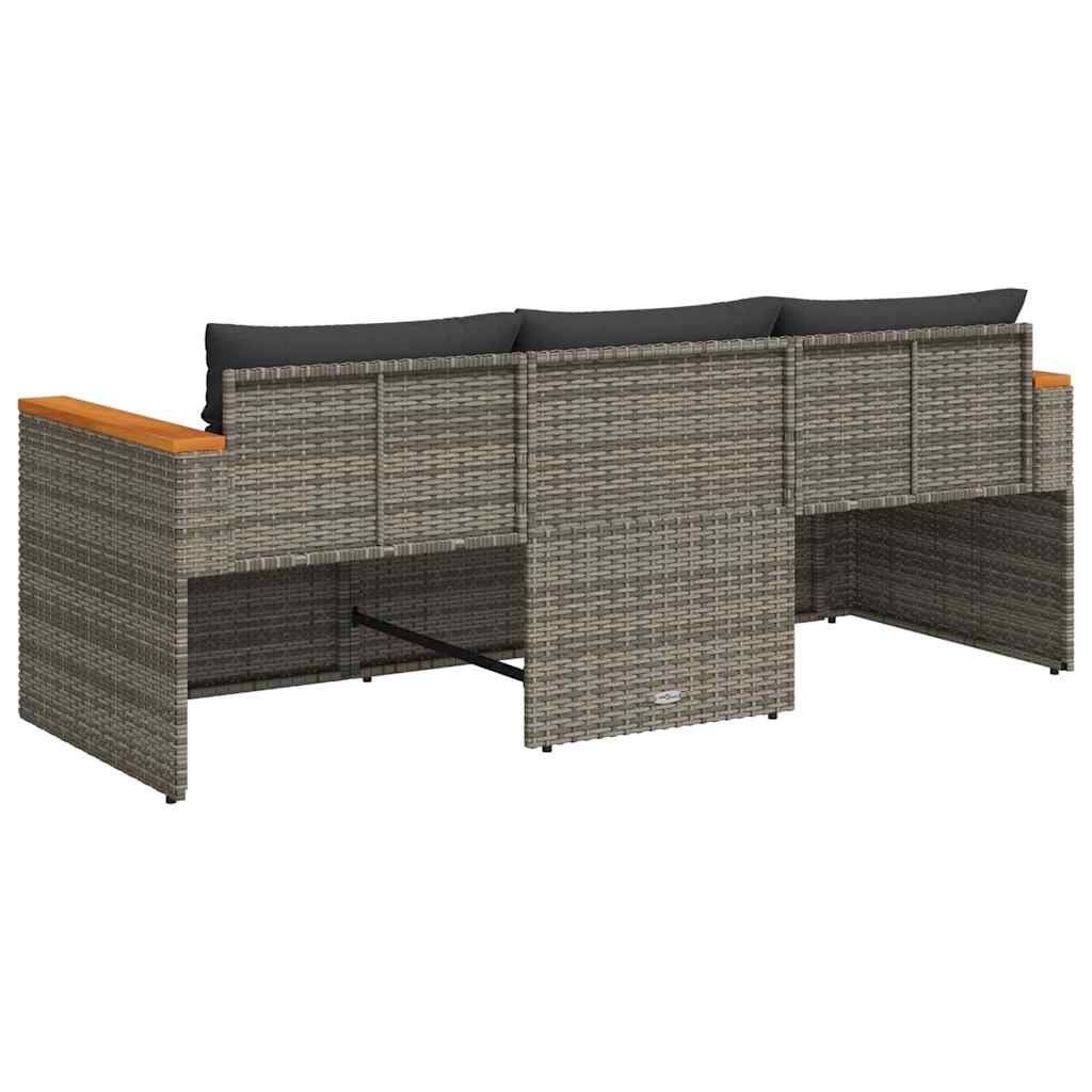 Divano da Giardino con Cuscini 3 Posti Grigio in Polyrattan | homemem39