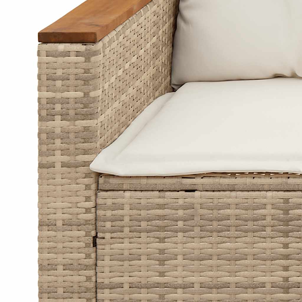 Divano da Giardino con Cuscini a 3 Posti Beige in Polyrattan
