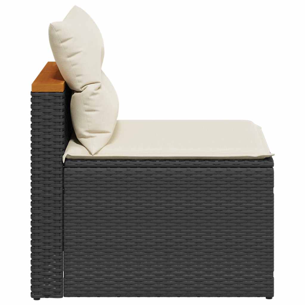 Divano Giardino Senza Braccioli con Cuscini 2pz Nero Polyrattan | homemem39