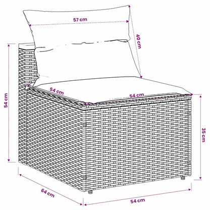 Divano Giardino Senza Braccioli con Cuscini 2pz Nero Polyrattan | homemem39