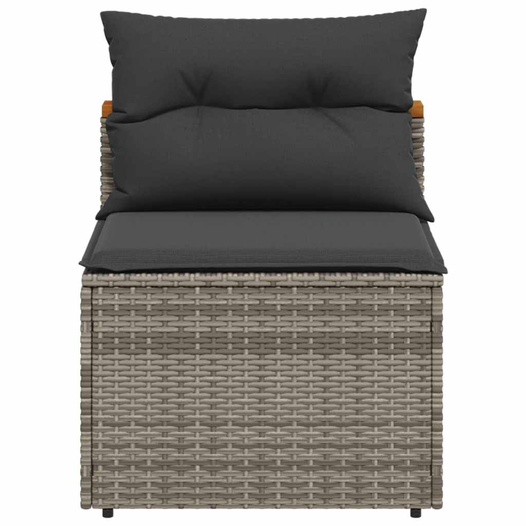 Divani Giardino Senza Braccioli con Cuscini 2 Grigi Polyrattan | homemem39