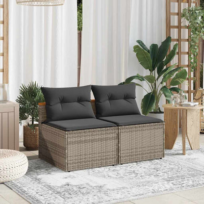 Divani Giardino Senza Braccioli con Cuscini 2 Grigi Polyrattan | homemem39
