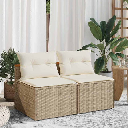Divani Giardino Senza Braccioli con Cuscini 2 Beige Polyrattan | homemem39