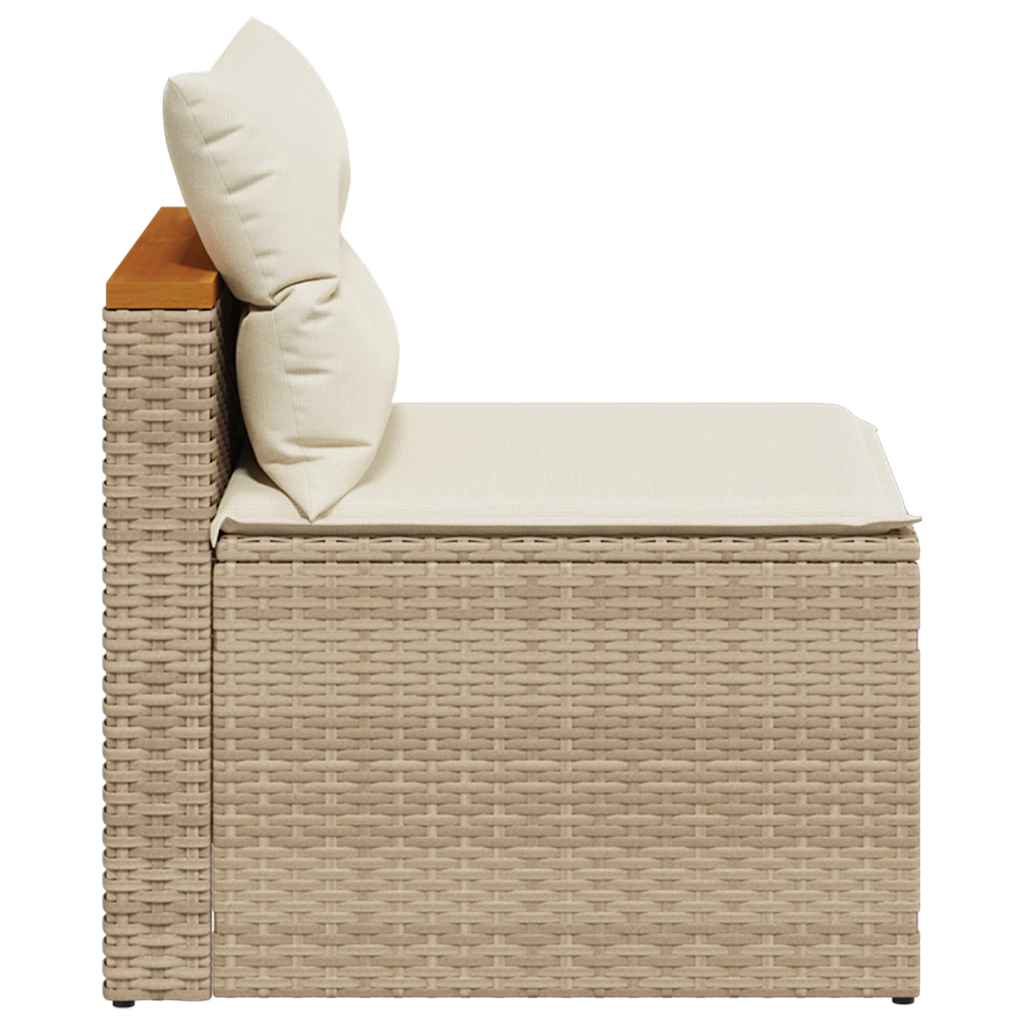 Divani Giardino Senza Braccioli con Cuscini 2 Beige Polyrattan | homemem39
