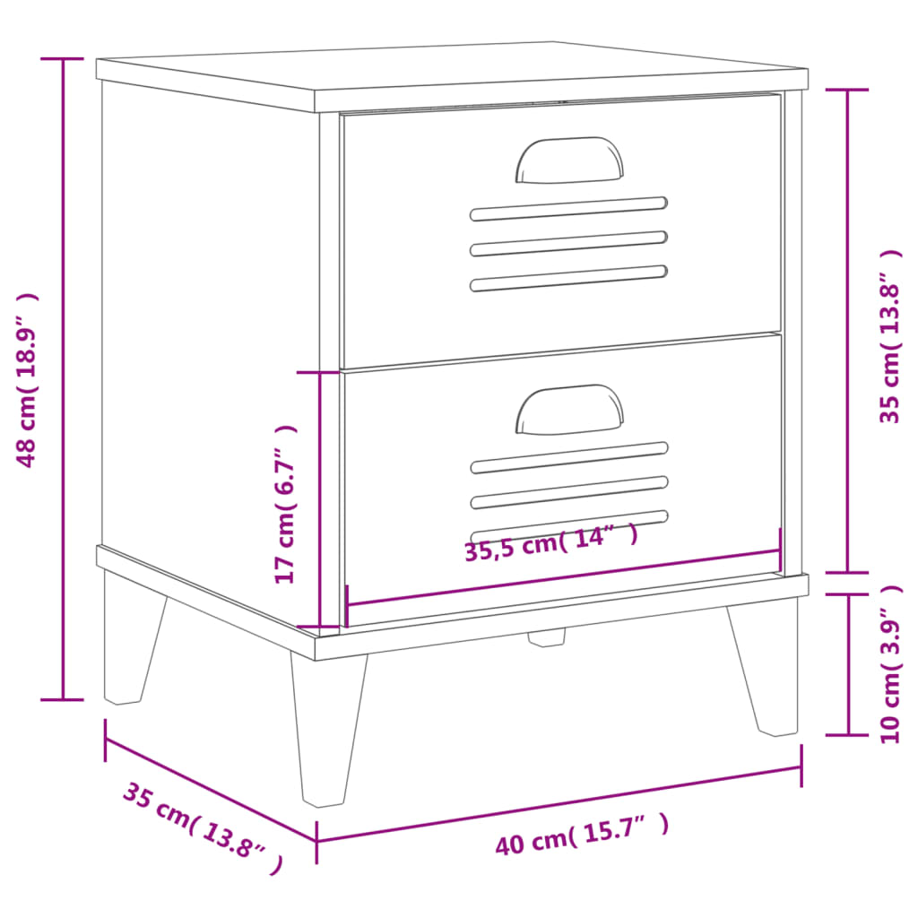 Comodino VIKEN Nero in Legno Multistrato