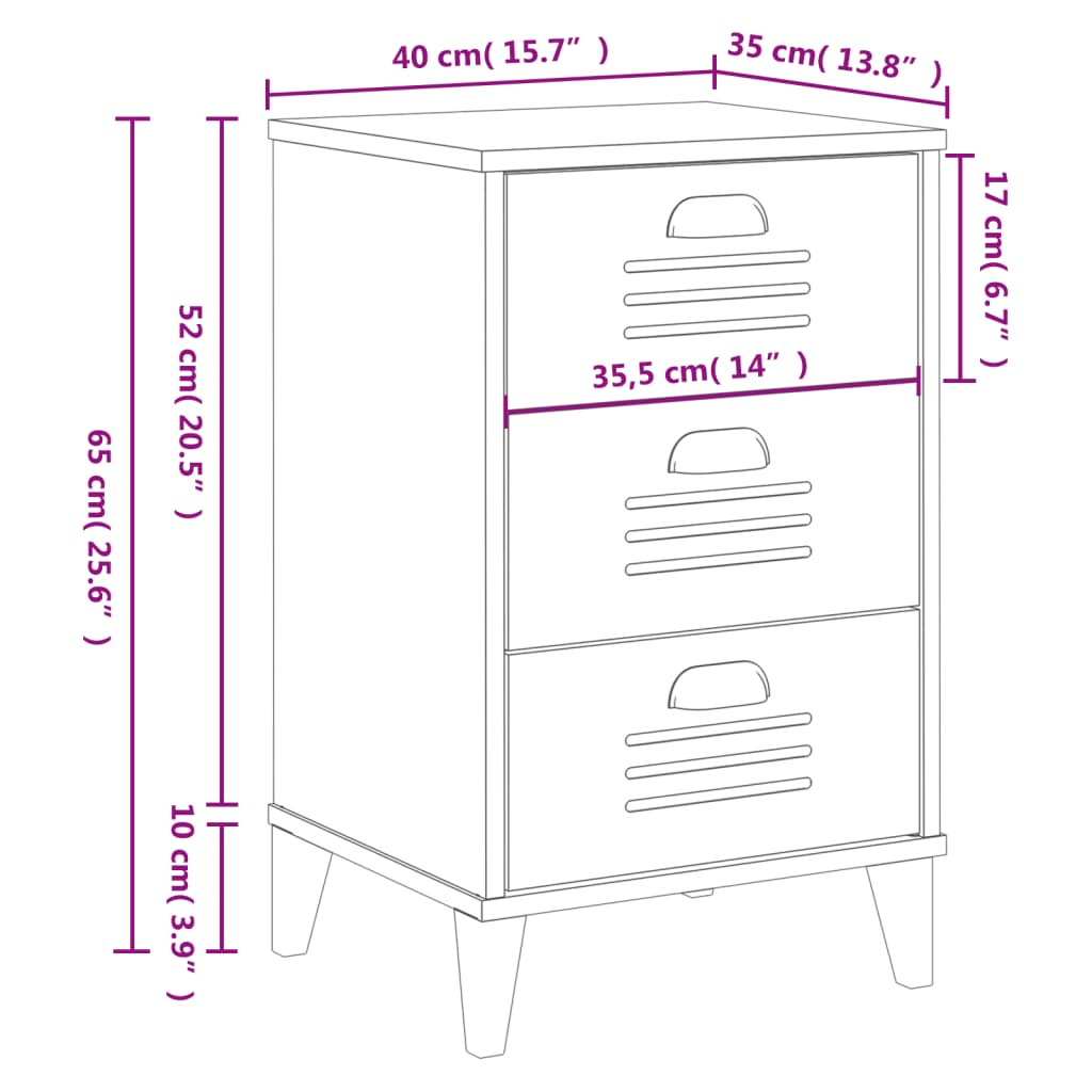 VIKEN White Bedside Table in Multilayer Wood