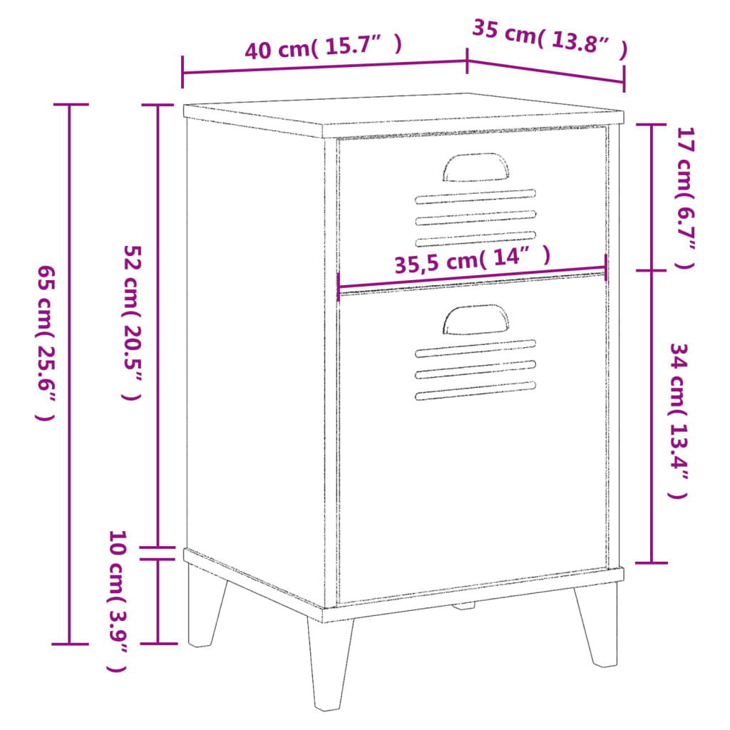 Comodino VIKEN Nero in Legno Multistrato | homemem39