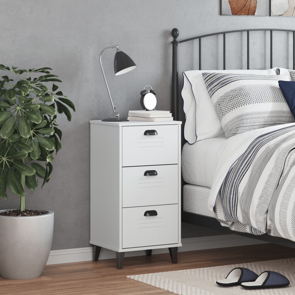 Comodino VIKEN Bianco in Legno Massello di Pino | homemem39