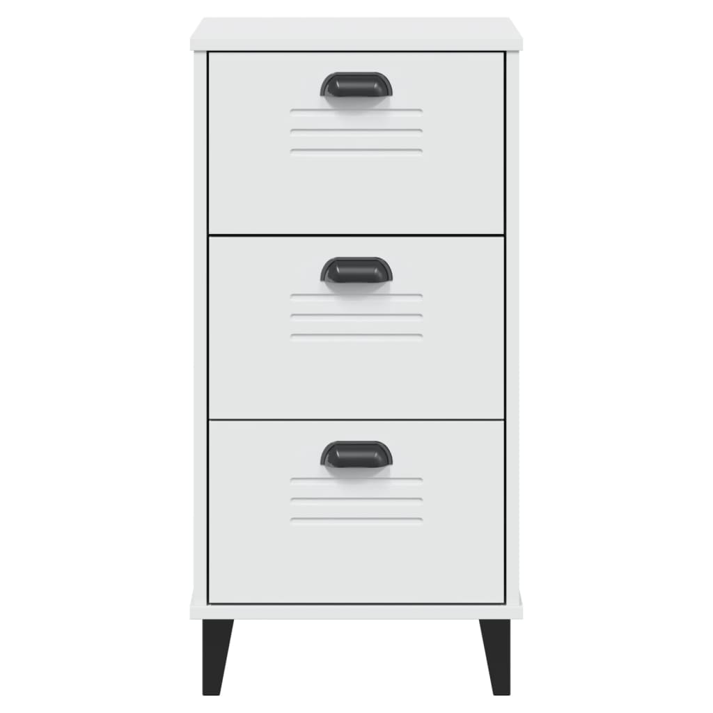 Comodino VIKEN Bianco in Legno Massello di Pino - homemem39