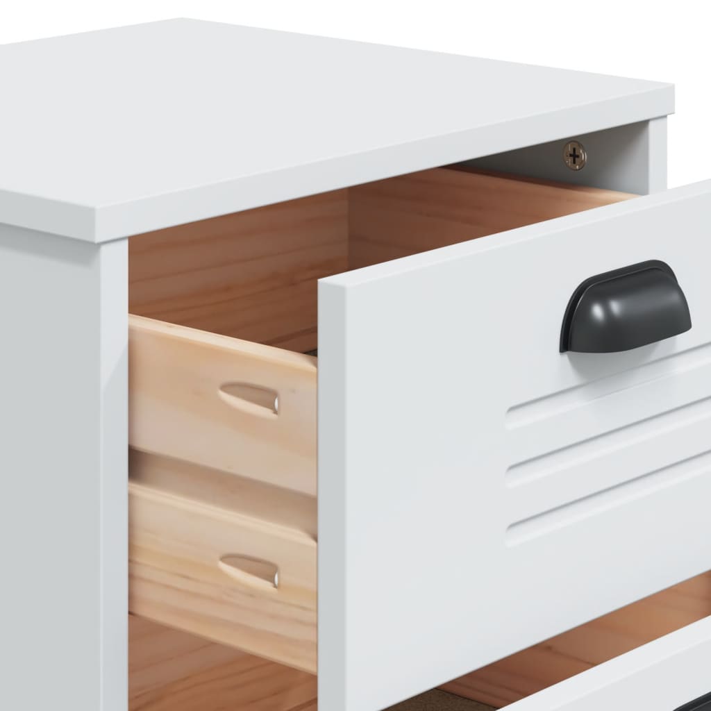 Comodino VIKEN Bianco in Legno Massello di Pino | homemem39