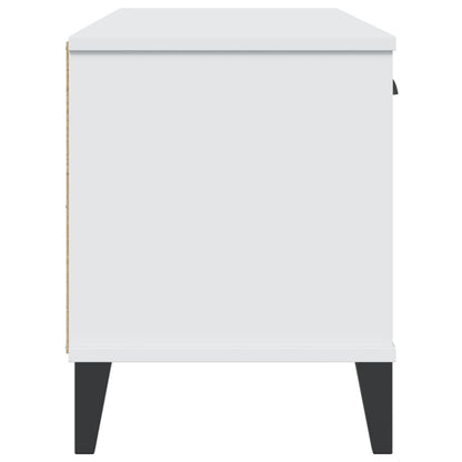 Panca Portascarpe VIKEN Bianca 106x35x45 cm Legno Massello Pino - homemem39