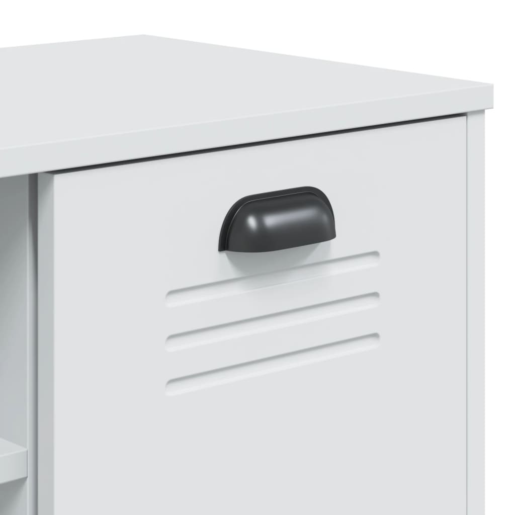 Panca Portascarpe VIKEN Bianca 106x35x45 cm Legno Massello Pino - homemem39