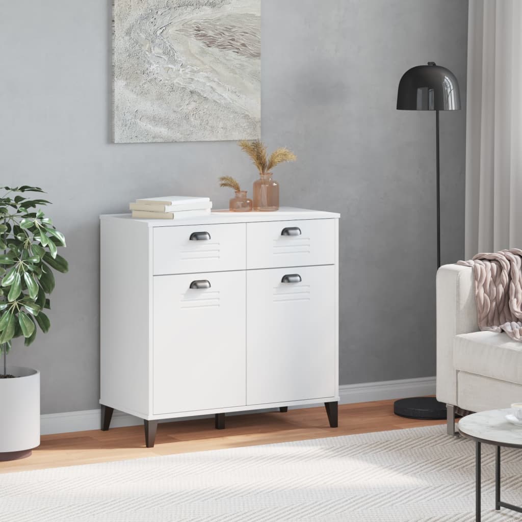 VIKEN White Sideboard 80x40x80 cm in Multilayer Wood