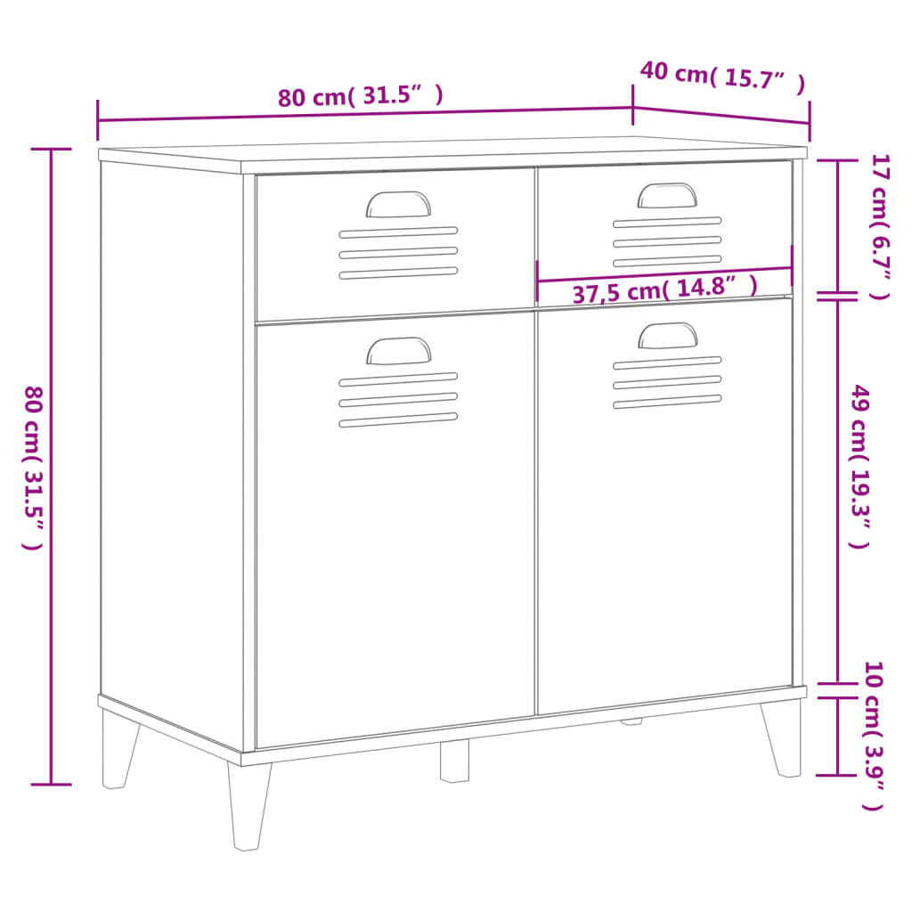 VIKEN White Sideboard 80x40x80 cm in Multilayer Wood