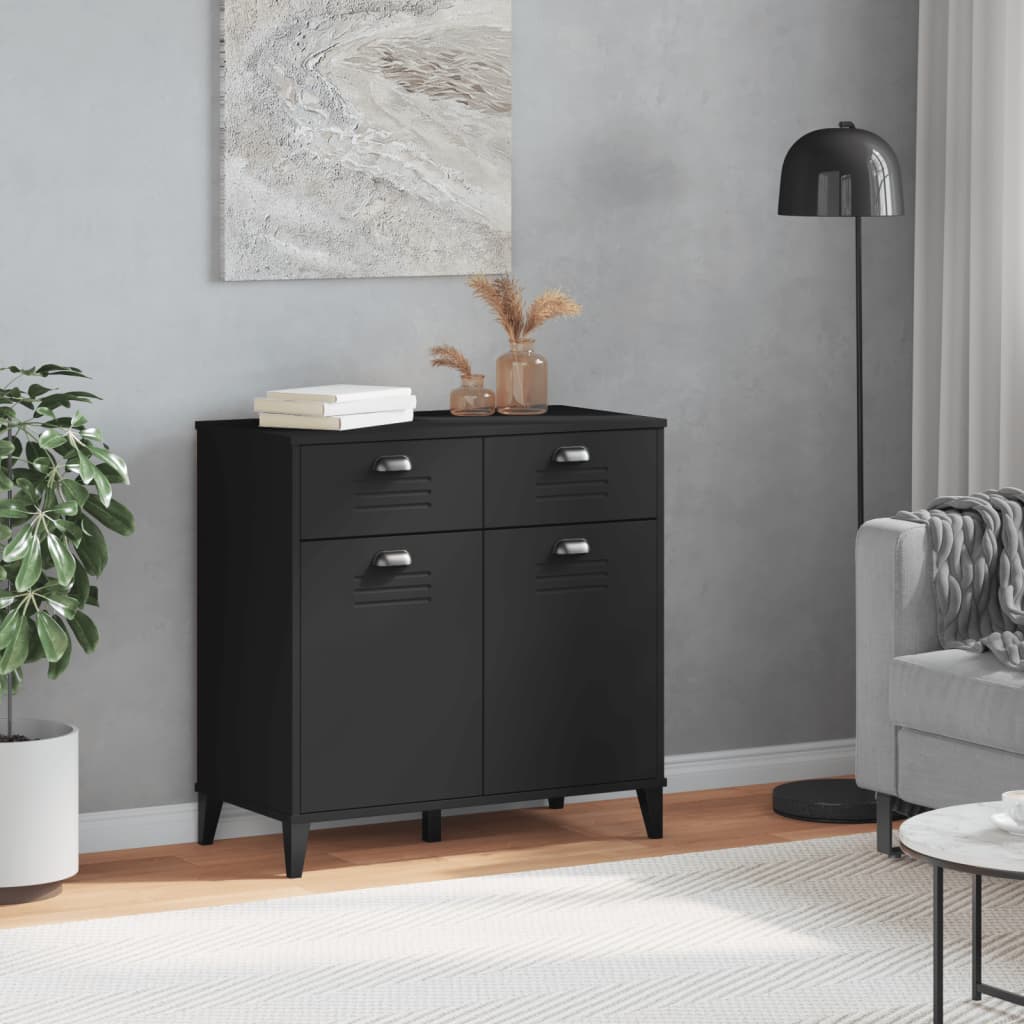 Credenza VIKEN Nera 80x40x80 cm in Legno Multistrato - homemem39