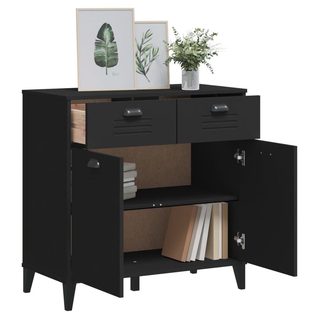 VIKEN Black Sideboard 80x40x80 cm in Multilayer Wood