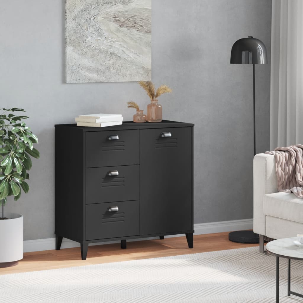 Credenza VIKEN Nera 80x40x80 cm in Legno Multistrato - homemem39