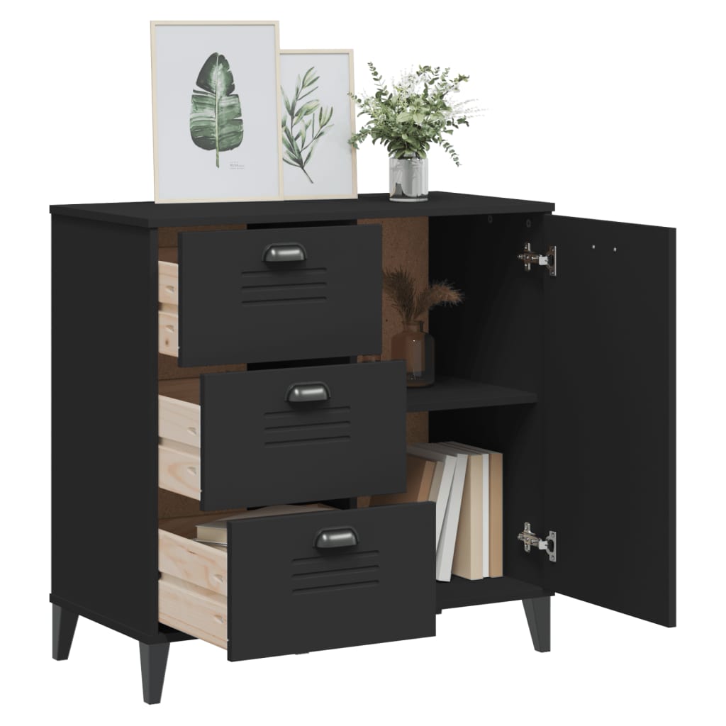 VIKEN Black Sideboard 80x40x80 cm in Multilayer Wood