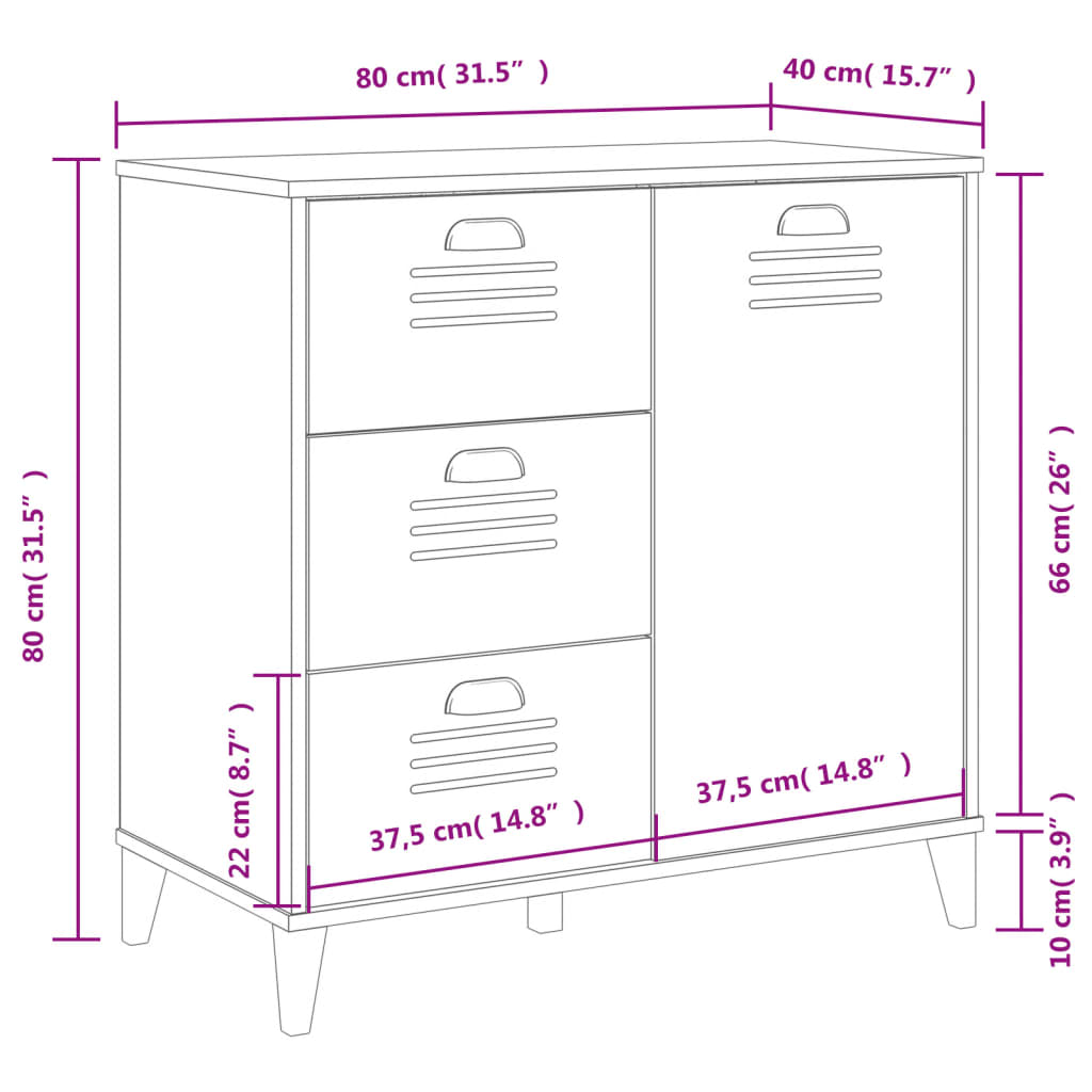 VIKEN Anthracite Sideboard 80x40x80 cm in Multilayer Wood