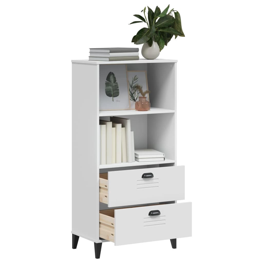 VIKEN White Bookcase 60x35x123 cm in Multilayer Wood