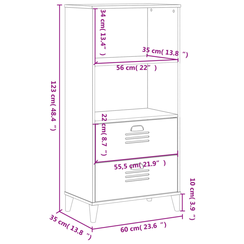 Libreria VIKEN Nera 60x35x123 cm in Legno Multistrato