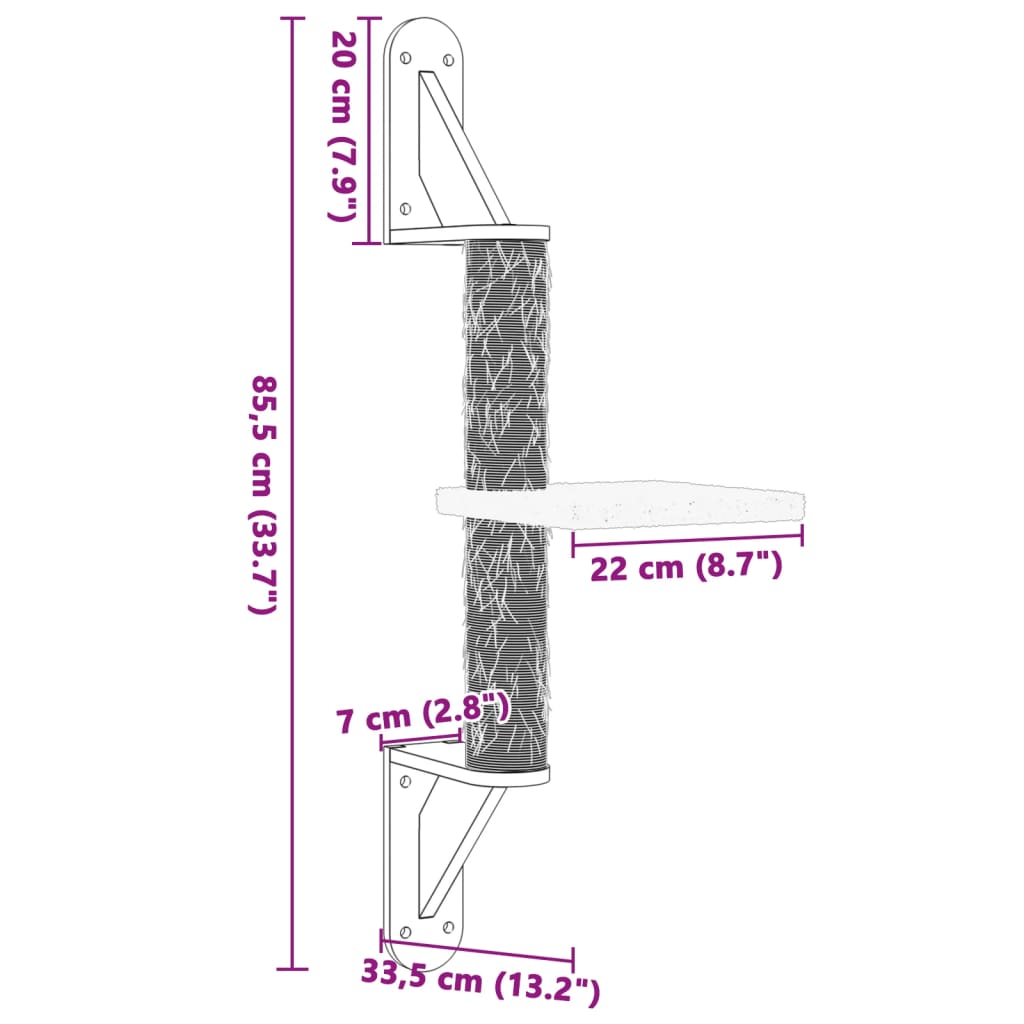 Albero per Gatti con Tiragraffi a Parete Grigio Chiaro 85,5 cm