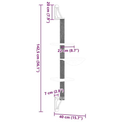 Albero per Gatti con Tiragraffi a Parete Grigio Chiaro 142,5 cm