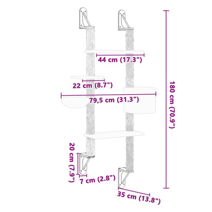 Albero per Gatti con Tiragraffi a Parete Grigio Scuro 180 cm